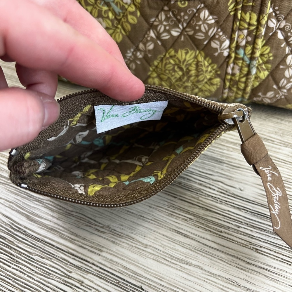 Vera Bradley Quilted Tote in Brown and Yellow Floral with Coin Purse - Picture 4 of 12
